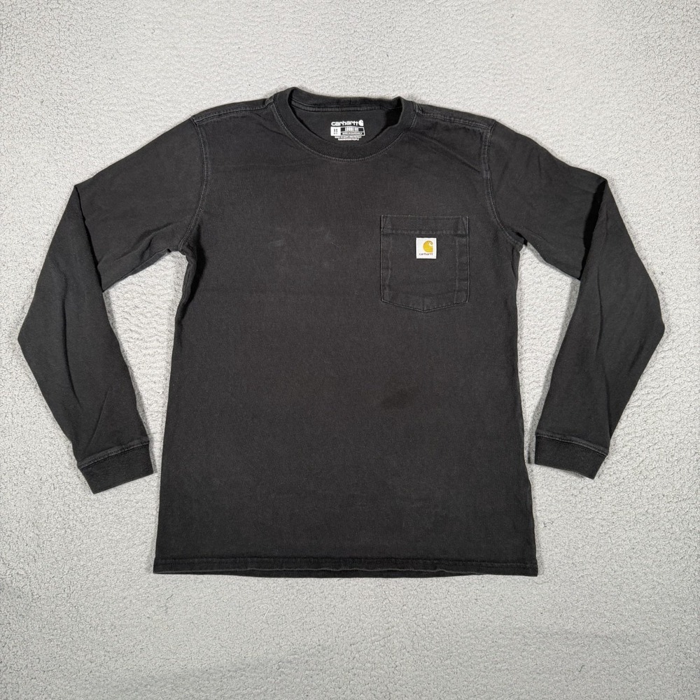 Carhartt Shirt Womens XS Black Pocket Tee Workwear Long Sleeve Cotton Logo